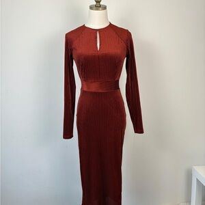 Elegant Rust Long Sleeve Dress